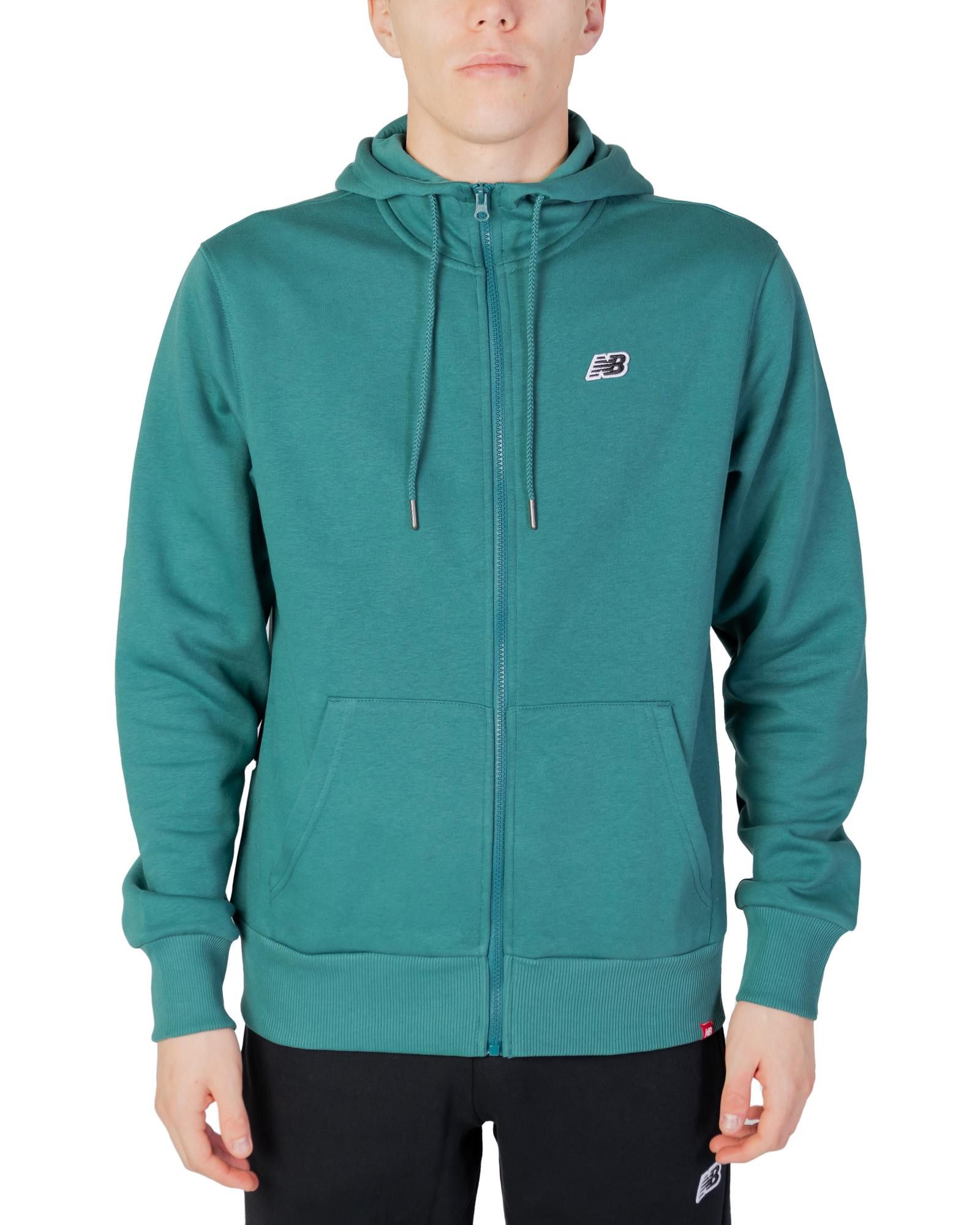 image of New Balance Zippered Cotton Sweatshirt in Green, Men's (Size Small)