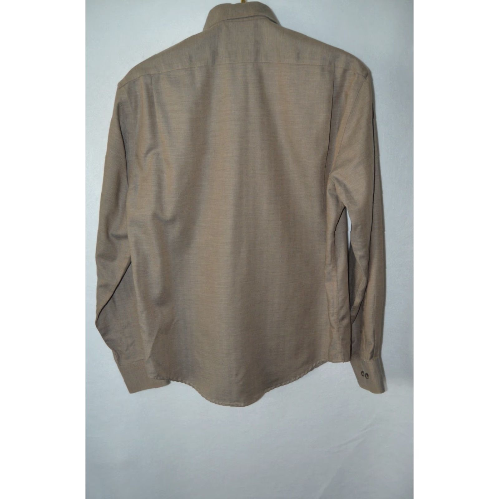 Enro ENRO Mens Dress Shirt Long Sleeve Brown Cotton Medium Pocket Size 40R - 2 Thumbnail