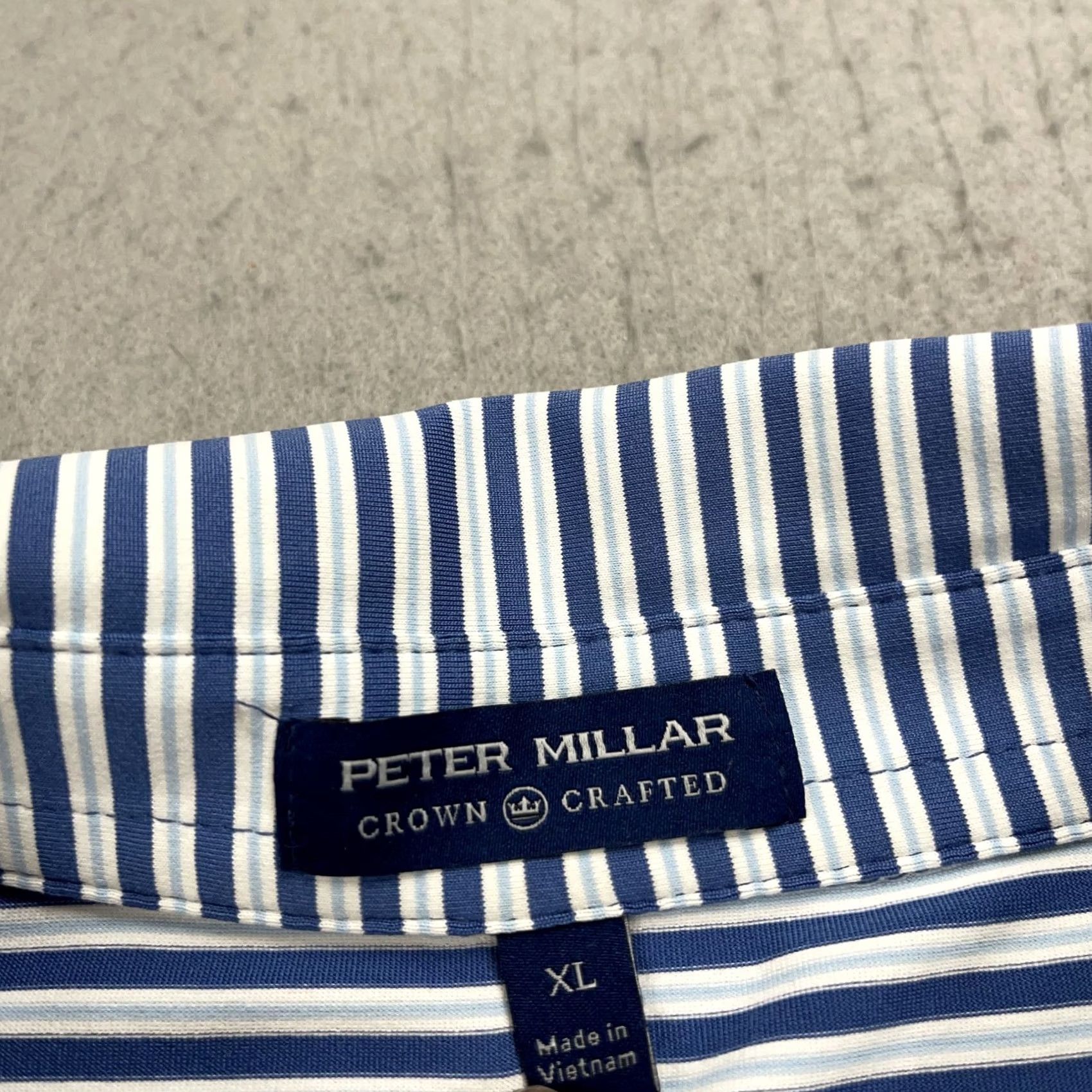 Peter Millar Peter Millar Crown Sport Polo Shirt Mens XL Blue Striped Logo Golf Crown Crafted 90s Classic Sports Mens XL Blue Polo Shirt Size US XL / EU 56 / 4 - 4 Thumbnail