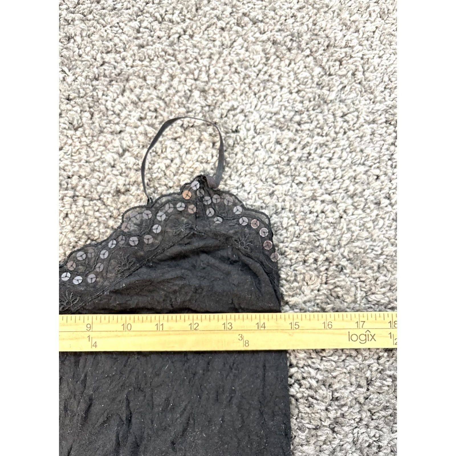 Vintage VINTAGE Weavers Camisole Top Womens Tank Lace Sequin Floral 90s Black Medium Size M / US 6-8 / IT 42-44 - 3 Thumbnail