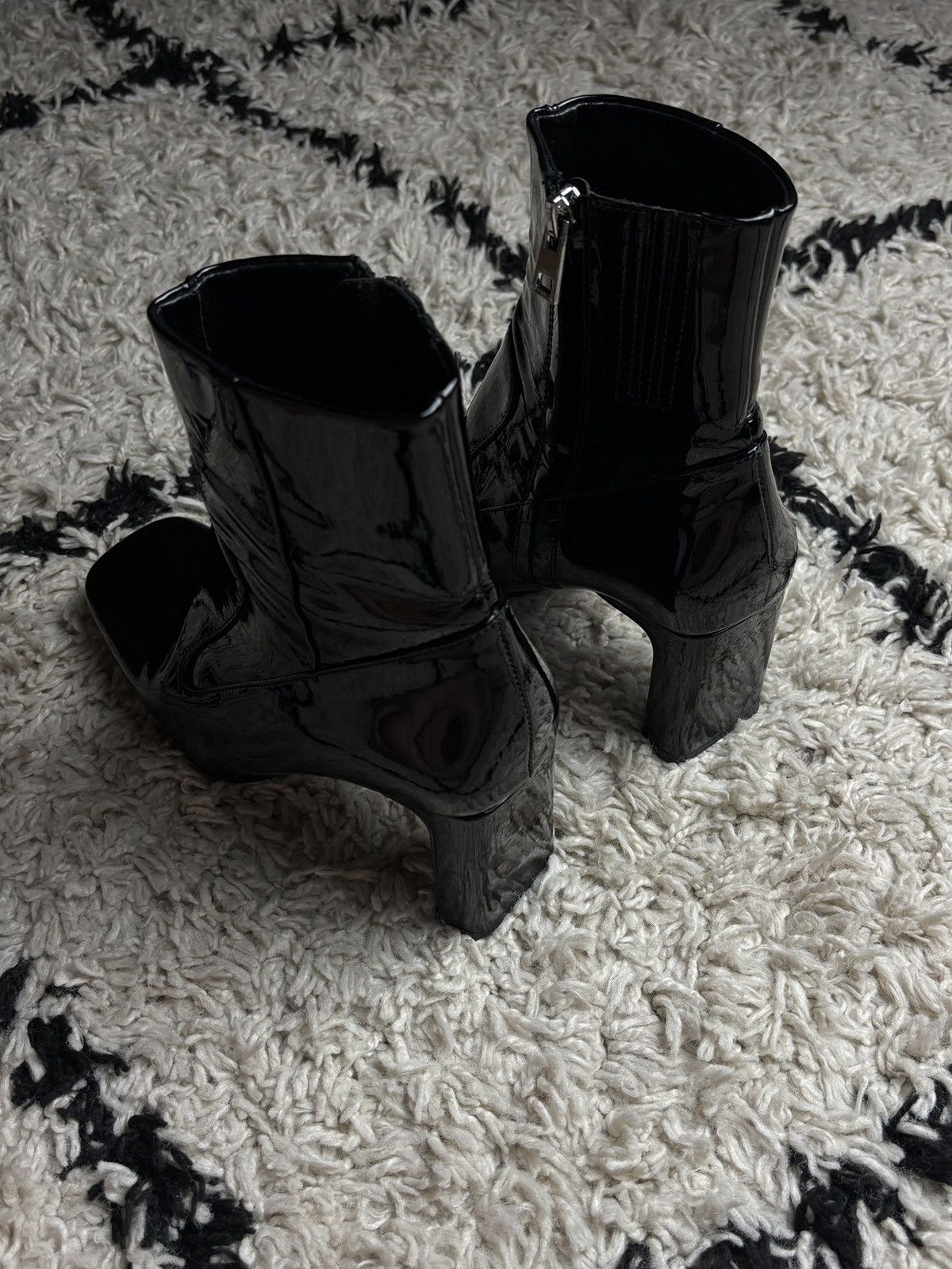 Diesel Diesel D-Millenia Patent Leather Ankle Avant Garde Zip Boots Size US 5 / IT 35 - 6 Thumbnail