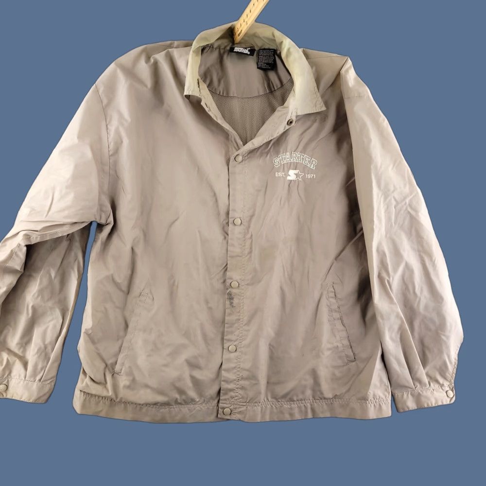 Starter VINTAGE Starter Jacket Mens XL Nylon Army Brown Windbreaker Track Jacket Brown Army Nylon Starter Jacket Mens XL Windbreaker 90s Mens Size US XL / EU 56 / 4 - 1 Thumbnail