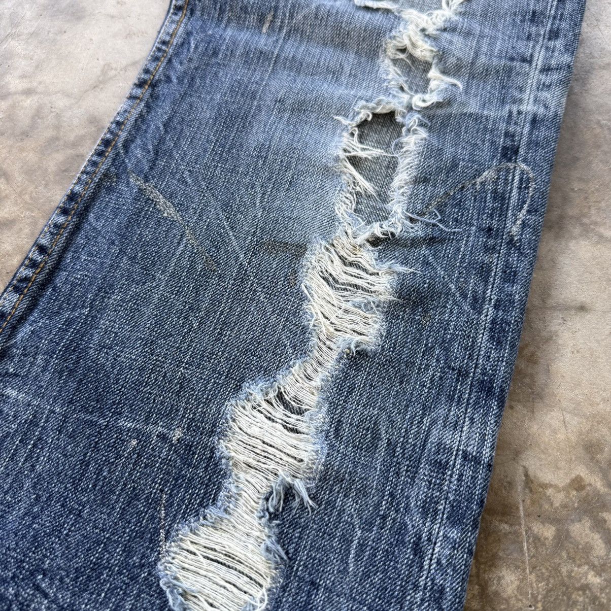 Japanese Brand W33 Vintage HM208B Faded Ripped Flare Denim Jean Pants Size US 33 - 7 Thumbnail