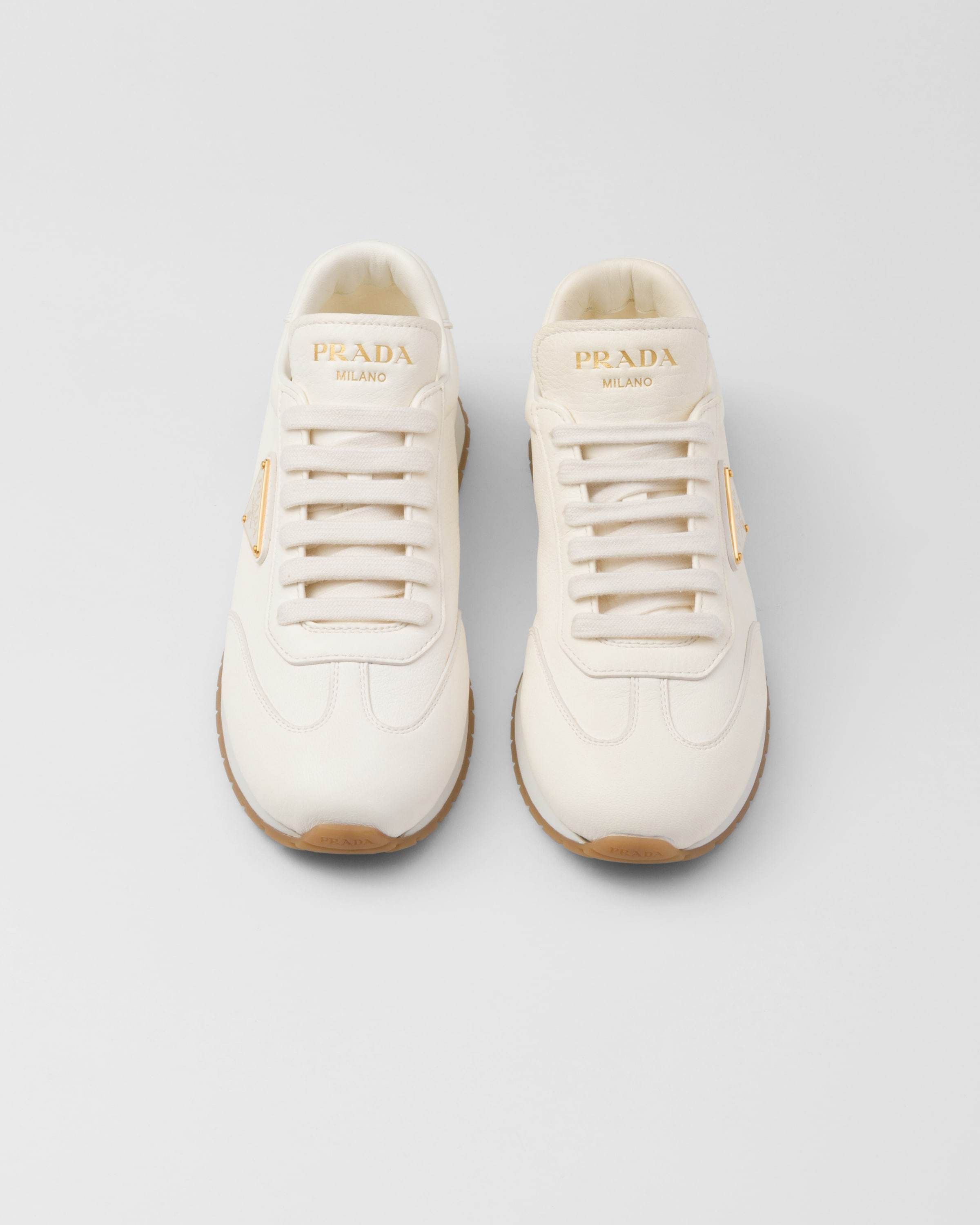 Prada o1bcso1str1025 Cervo Triangle Logo Sneakers in Ivory Size US 12.5 / EU 45-46 - 6 Thumbnail