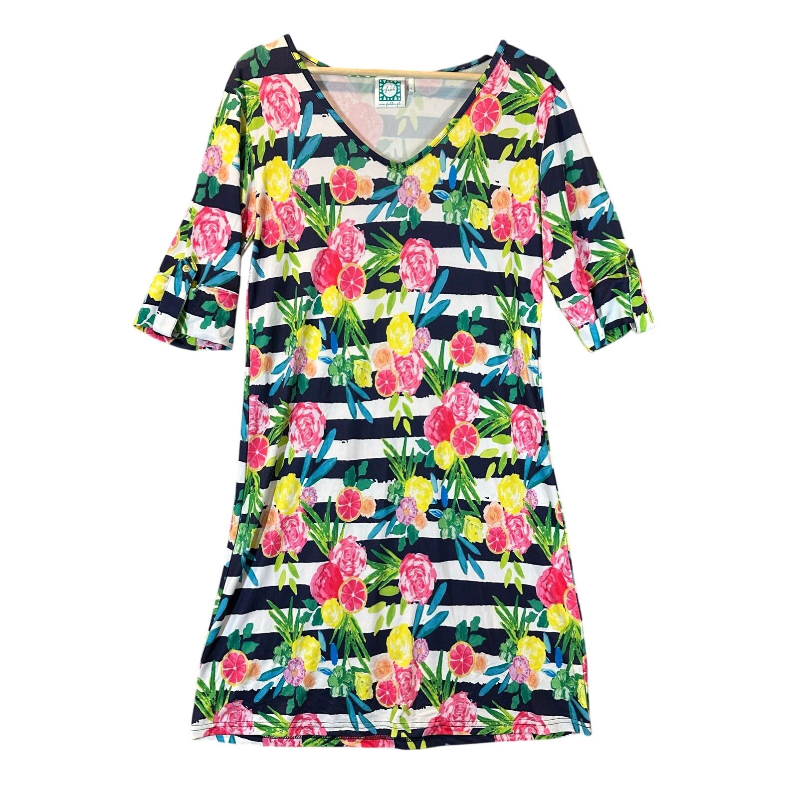 Other VFish Vera Fishbaugh Dress S Floral Stripe Coverup Resort Size S / US 4 / IT 40 - 1 Thumbnail