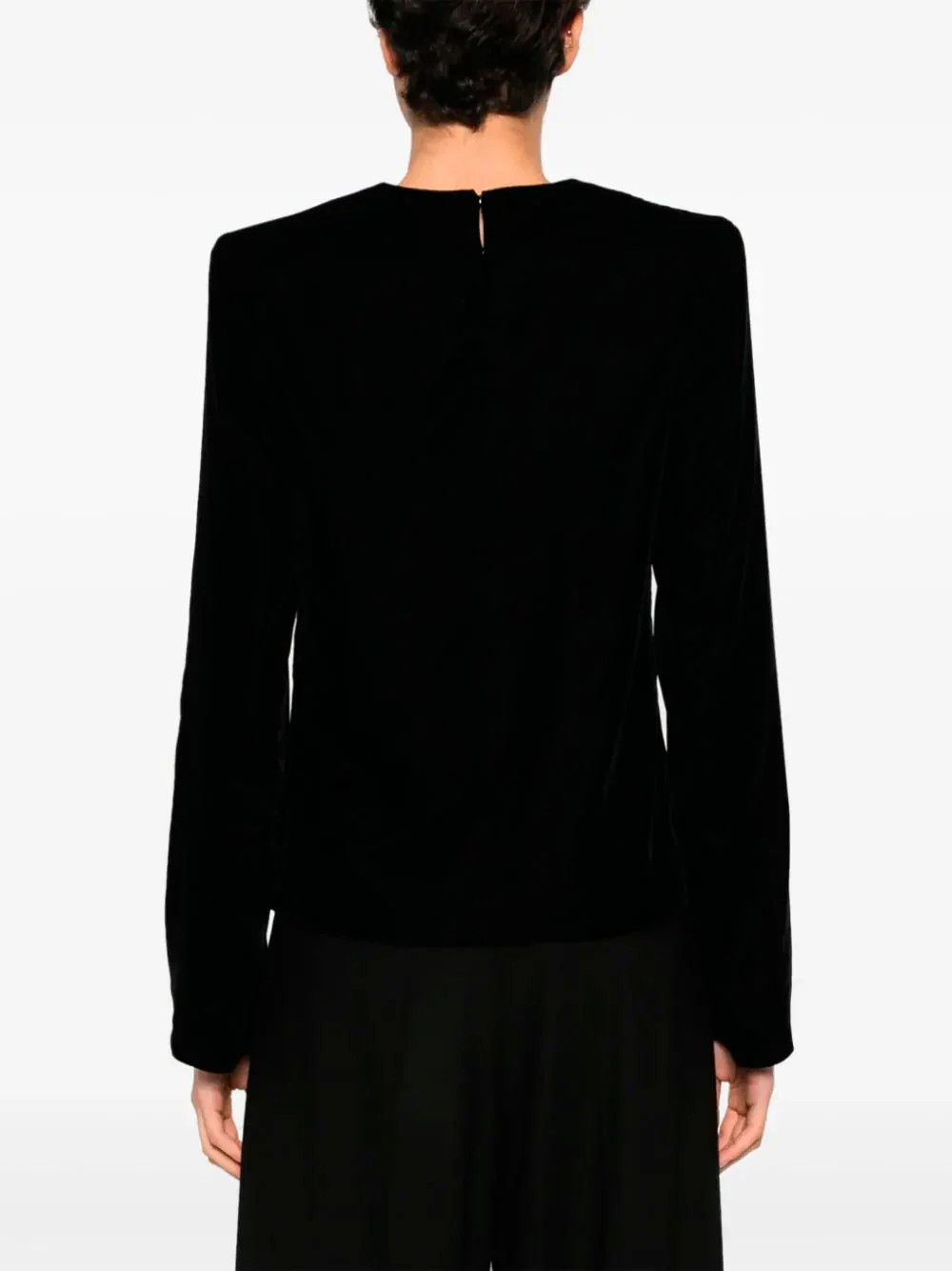 Saint Laurent Paris o1s1wg110225 770530 Top Velours De Soie Fluide Blouse Noir Size M / US 6-8 / IT 42-44 - 4 Thumbnail