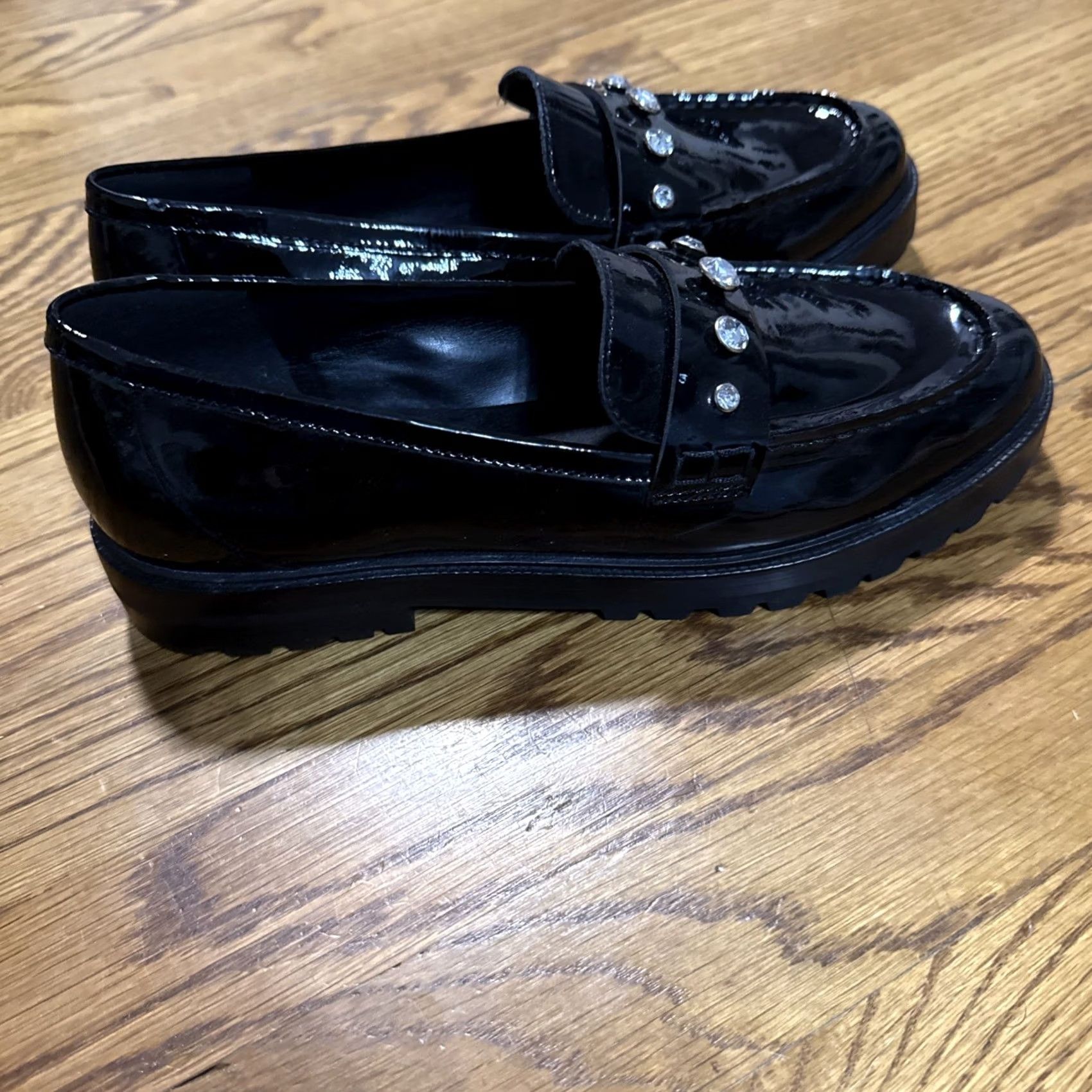 Vintage kate spade new york Posh Rhinestone Lug Loafers Sz 7.5 Leather Flat Slip On Black M Women Preppy Timeless Office Vintage: No Size US 8 / IT 38 - 4 Thumbnail