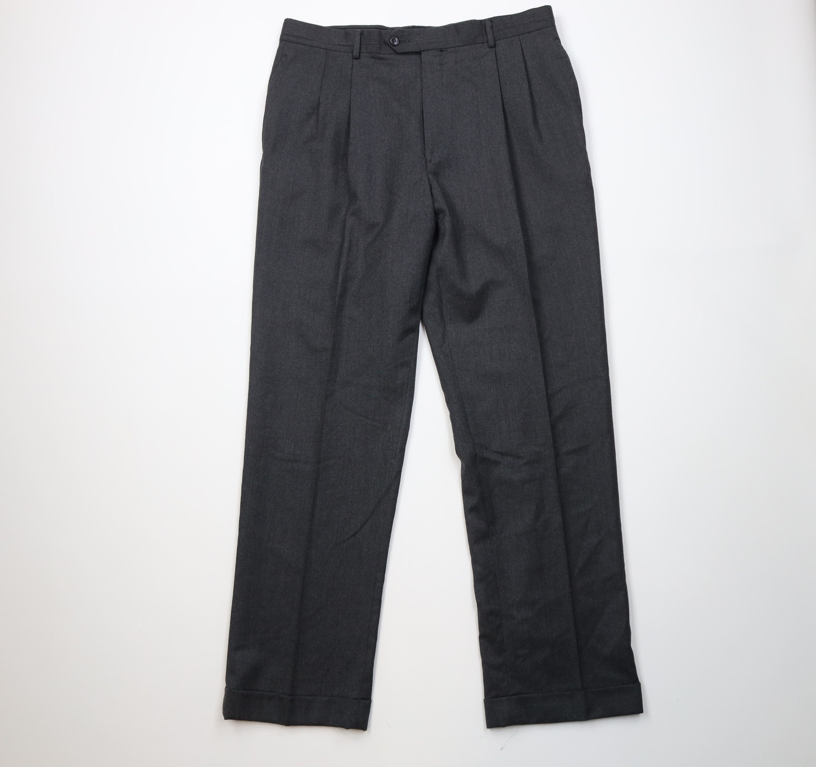 Vintage Vintage 90s Streetwear Cashmere Wide Leg Chino Pants Gray Size US 36 / EU 52 - 1 Thumbnail