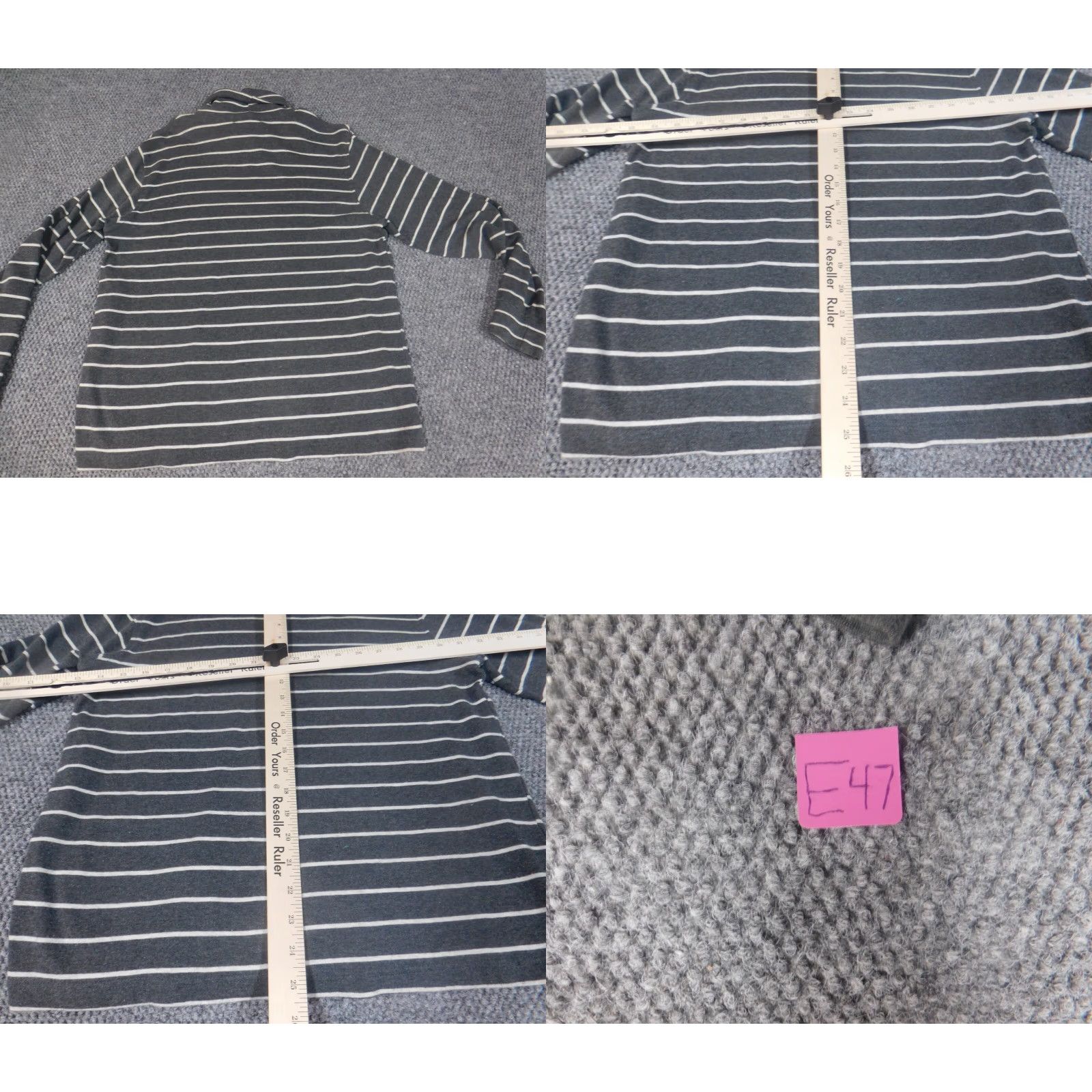 Jones New York Jones New York Womens Sweater L Gray Striped Pullover Knit Open-Knit Long Sleeve Round Neck Sports Logo 100% Cotton Regular Size L / US 10 / IT 46 - 8 Thumbnail
