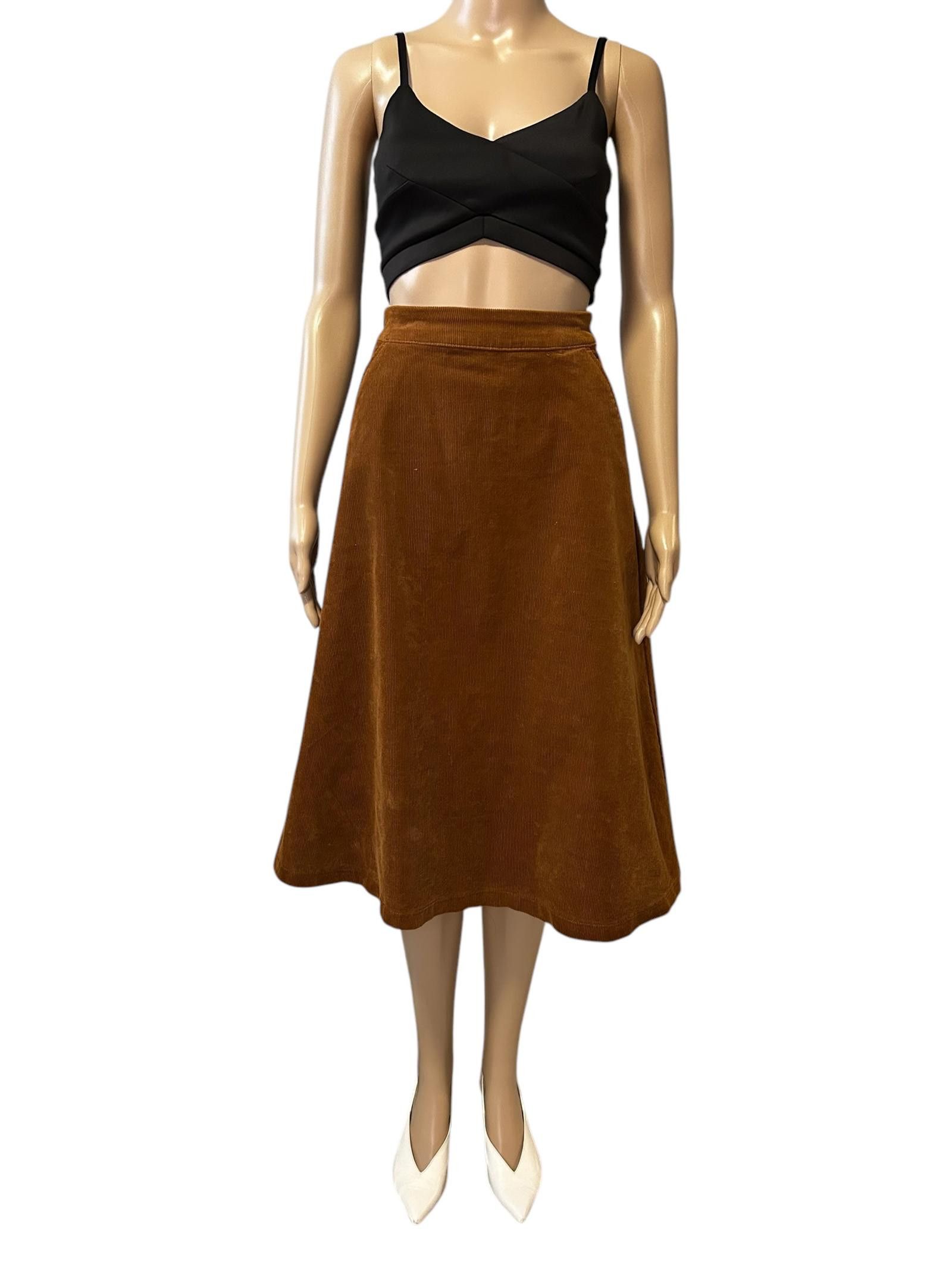Uniqlo Chic Brown Corduroy Midi Skirt Size 28" / US 6 / IT 42 - 1 Thumbnail