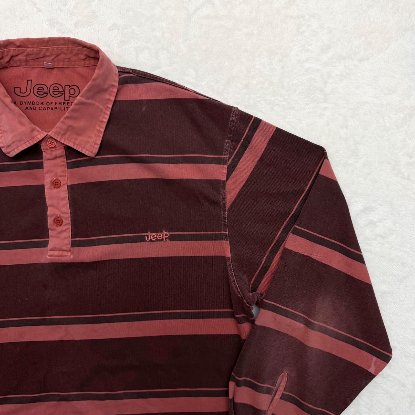Jeep Jeep Rugby Polo Shirt Mens 2XL Red Stripe Long Sleeve Logo Casual Size US XXL / EU 58 / 5 - 3 Thumbnail