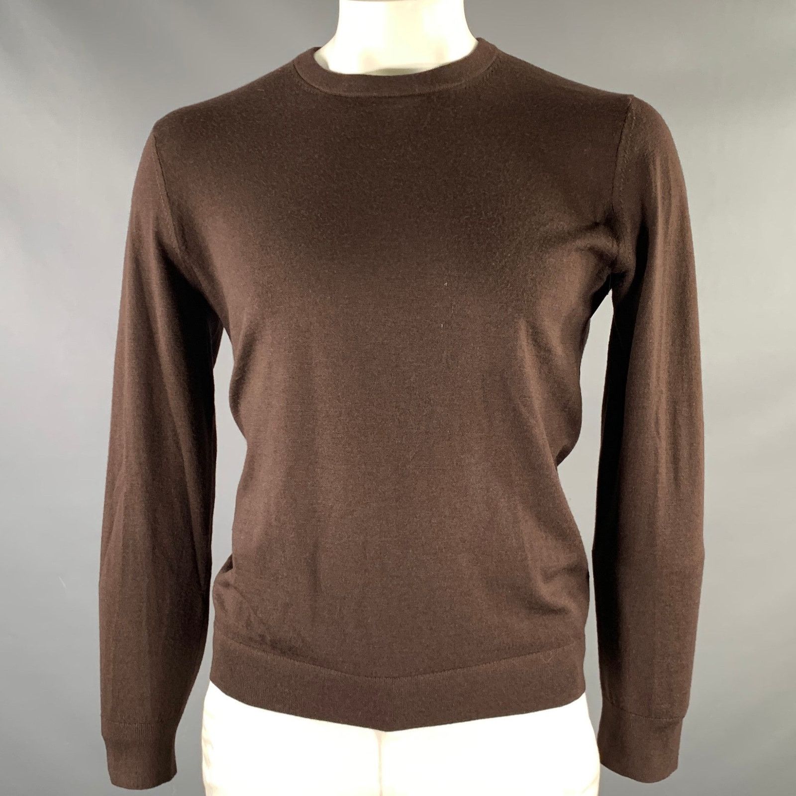 Joseph JOSEPH Size L Brown Solid Wool Blend Crew-Neck Pullover Size US L / EU 52-54 / 3 - 1 Thumbnail