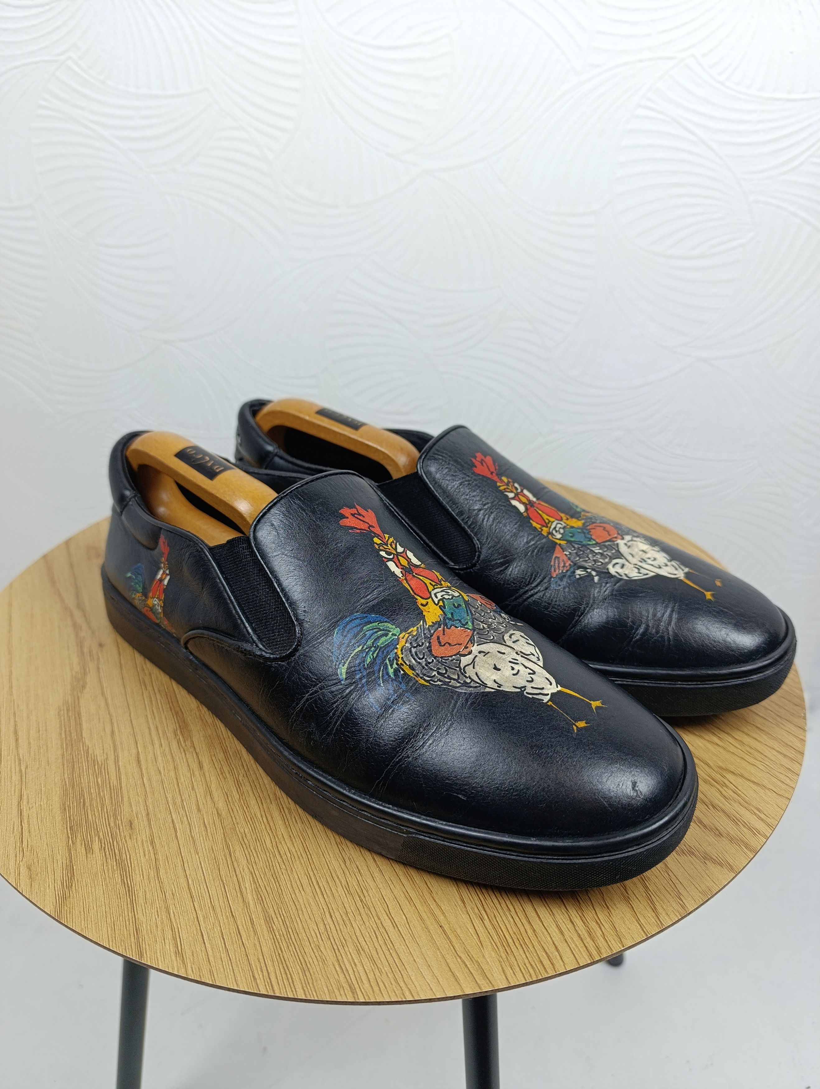 Dolce & Gabbana DOLCE GABBANA COCKEREL PRINT LEATHER SLIP-ON Size US 8 / EU 41 - 1 Thumbnail