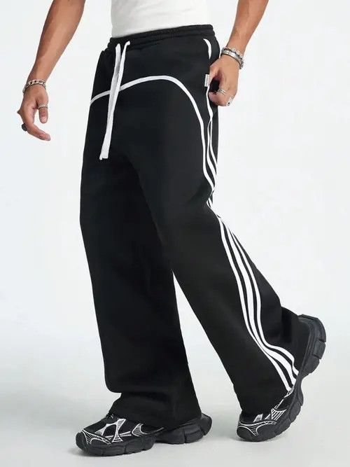 Japanese Brand × Vintage Loose fit Stripe Lampas Y2k Sweatpants Size US 32 / EU 48 - 1 Thumbnail