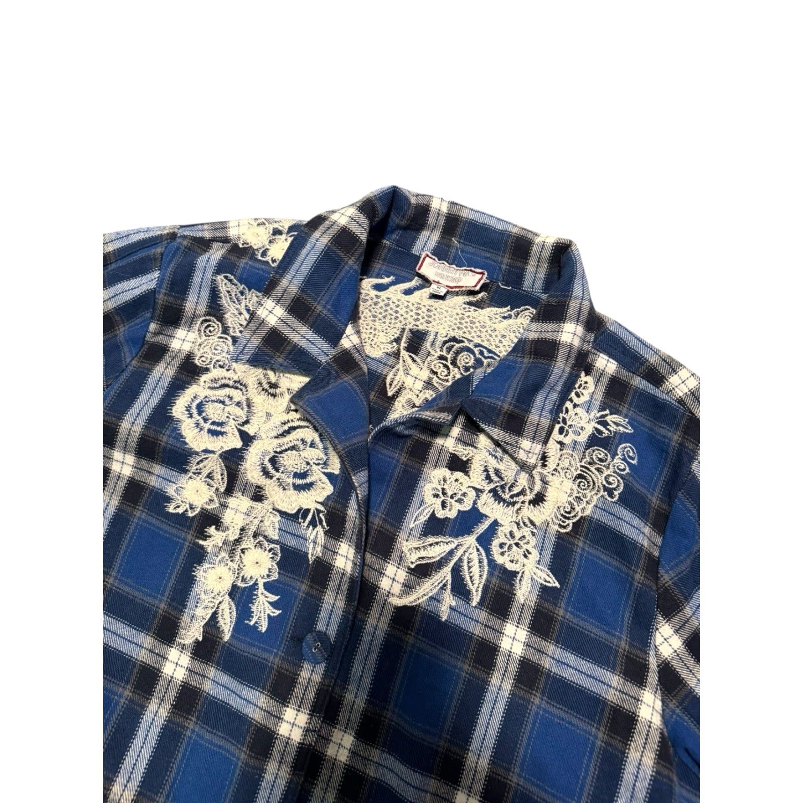 Johnny Was VINTAGE Johnny Was Workshop ALICENT Duster Coat Plaid Floral Embroidered Blue XL Size XL / US 12-14 / IT 48-50 - 5 Thumbnail
