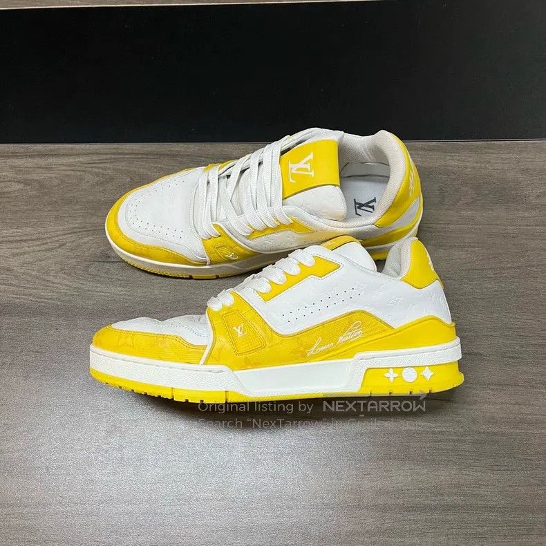 Louis Vuitton Louis Vuitton Trainer white and yellow relief shoes Size US 7.5 / EU 40-41 - 3 Thumbnail