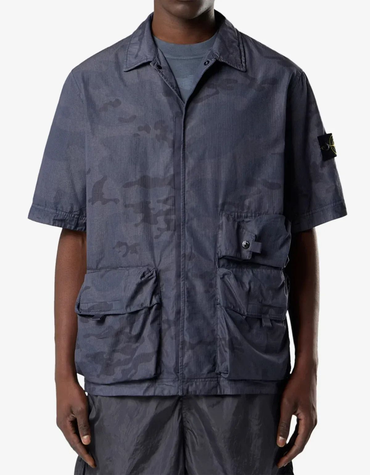 Stone Island Stone Island Blue Grey Faded Camo Ripstop-TC Shirt Size US M / EU 48-50 / 2 - 3 Thumbnail