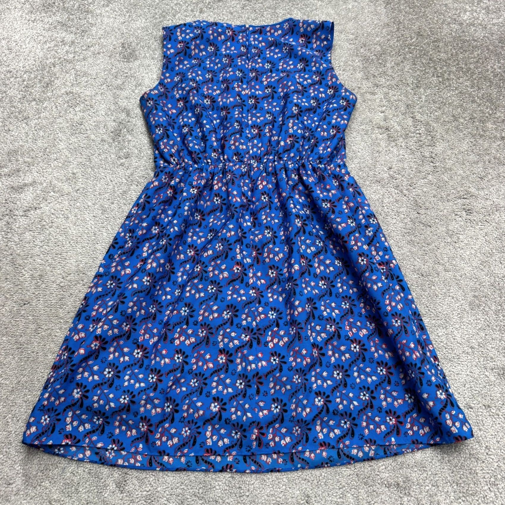 J.Crew J.Crew Poppy Floral V-Neck Sleeveless A-Line Dress Womens 4 Blue Knee Length Dress Size S / US 4 / IT 40 - 2 Thumbnail