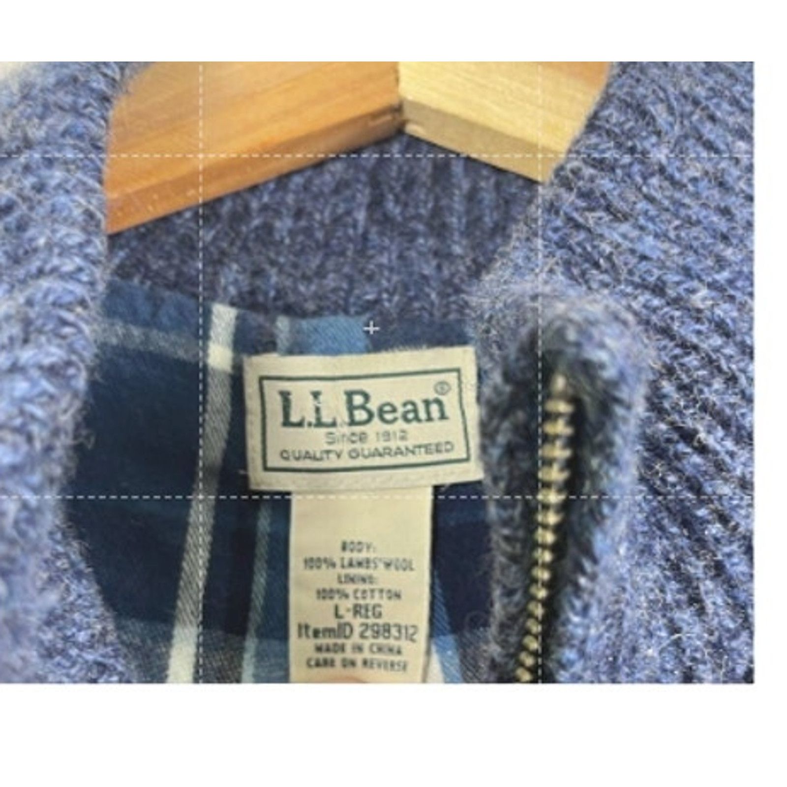L.L. Bean Men's Blue Lambswool L.L. Bean Quarter Zip L Size US L / EU 52-54 / 3 - 3 Thumbnail