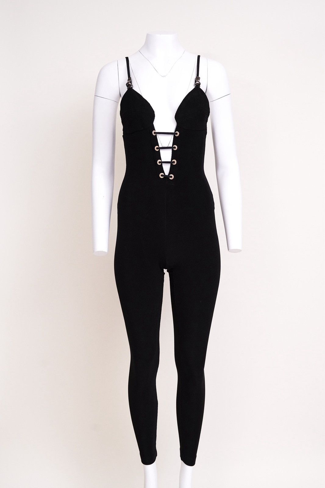 Versace Gianni Versace S/S 1992 Black Plunging Jumpsuit Size S / US 4 / IT 40 - 2 Thumbnail