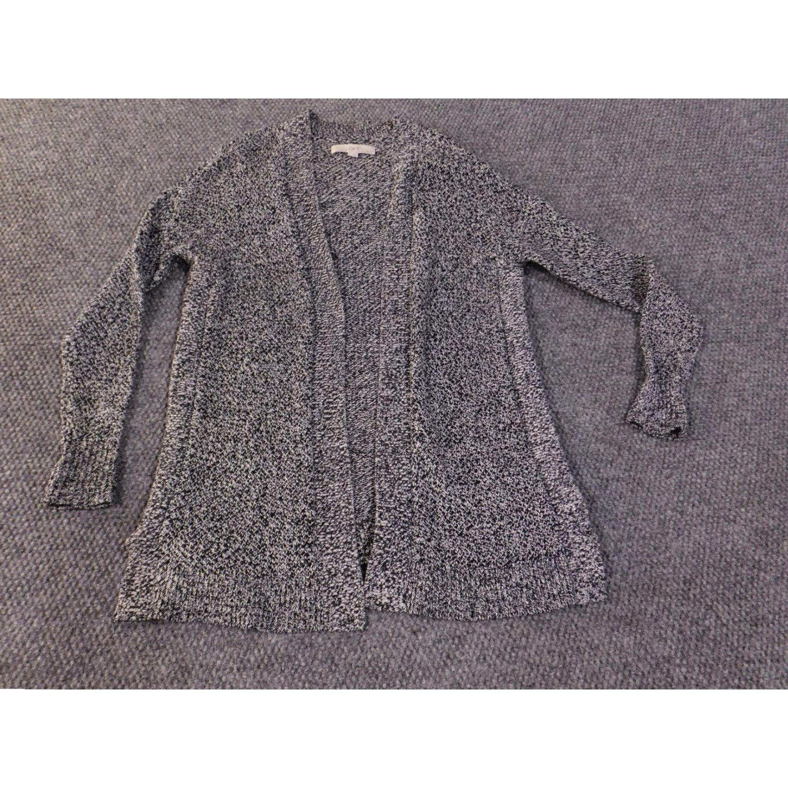 Loft LOFT Cardigan Womens Small Black Knit Open Front Acrylic Cotton Crew Neck Long Sleeve Casual Fall Spring Winter Size S / US 4 / IT 40 - 3 Thumbnail