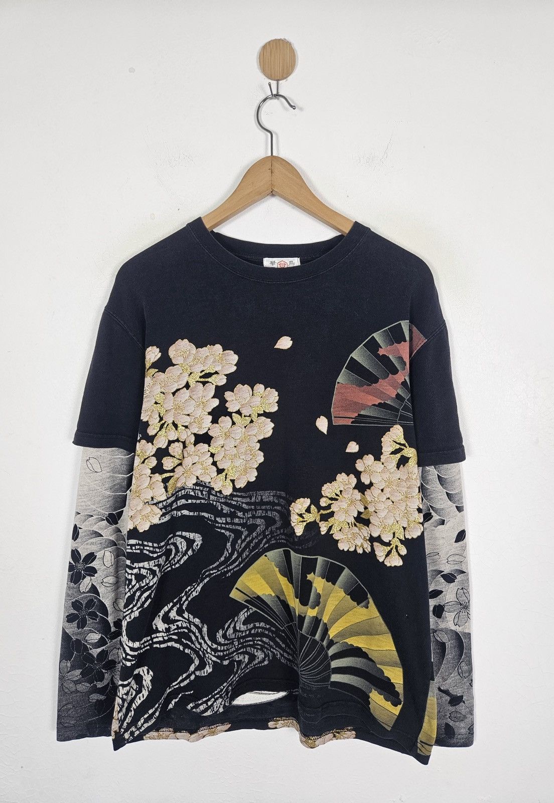 Vintage Karakuri style japanese sukajan embroidery tee shirt