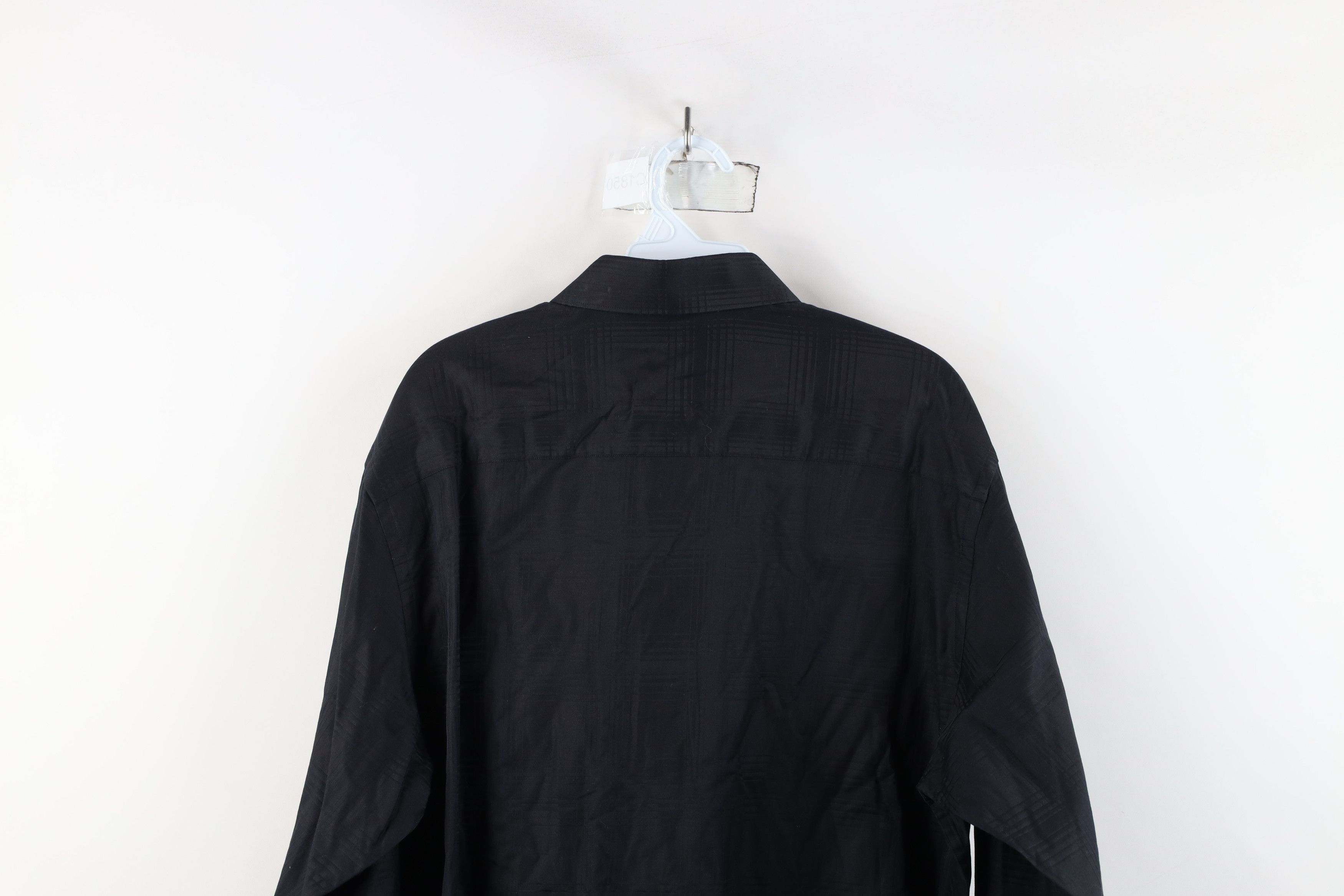 Vintage New Bugatchi Uomo Satin Plaid Collared Button Shirt Black Size US L / EU 52-54 / 3 - 14 Thumbnail