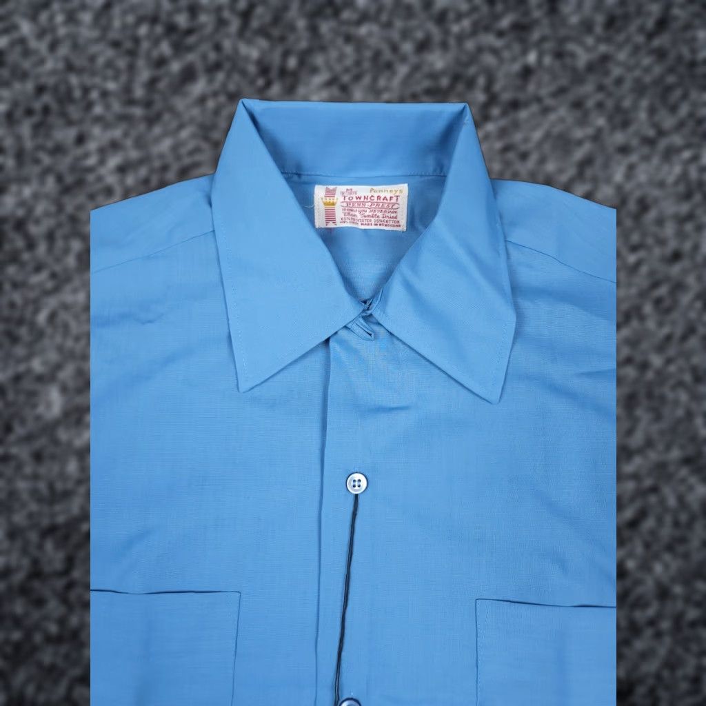 Vintage VINTAGE Penn-Prest Towncraft Shirt Mens Medium Blue Short Sleeve NWT Pennys Cotton Blend Rockabilly 1960s Button-Front Mens Size US M / EU 48-50 / 2 - 1 Thumbnail