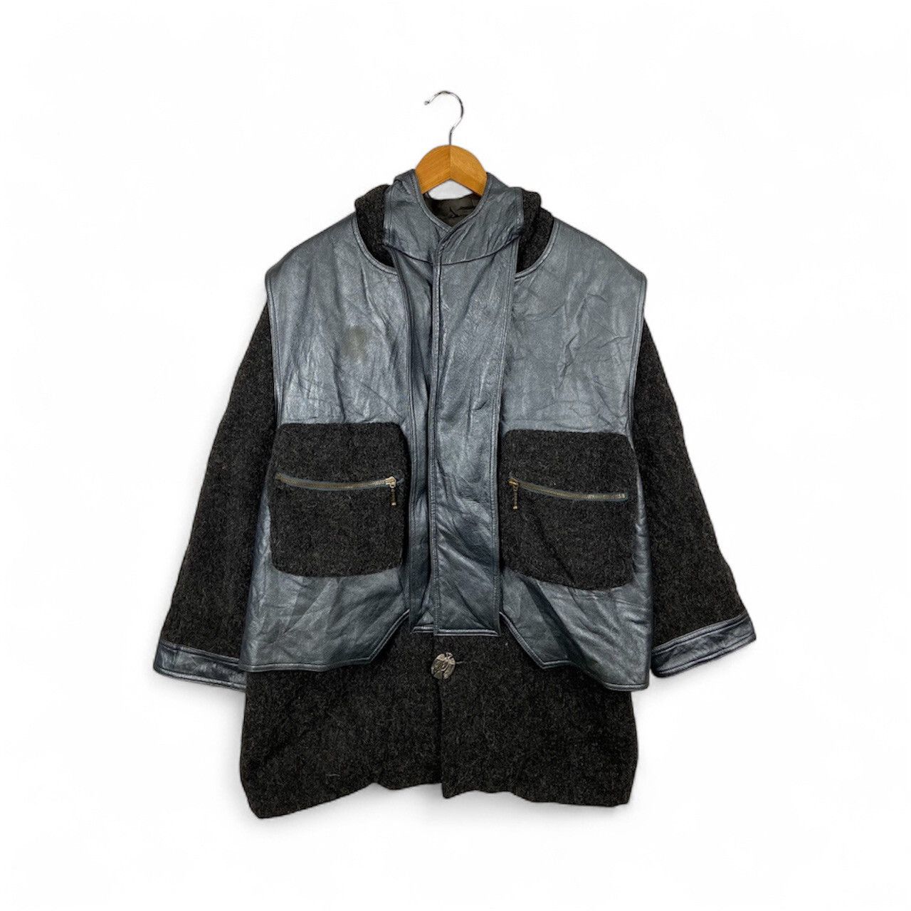 Lancel Vintage Lancel Paris Leather & Wool Hybrid Jacket Size US L / EU 52-54 / 3 - 1 Thumbnail