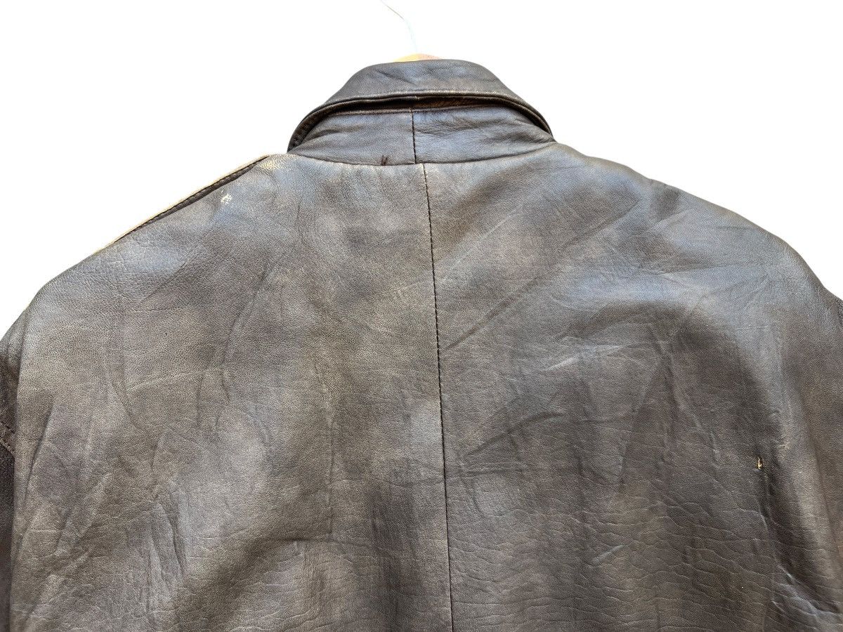 Vintage Vintage 90s Dog Fight Brown Bomber Leather Jacket Size US L / EU 52-54 / 3 - 5 Thumbnail