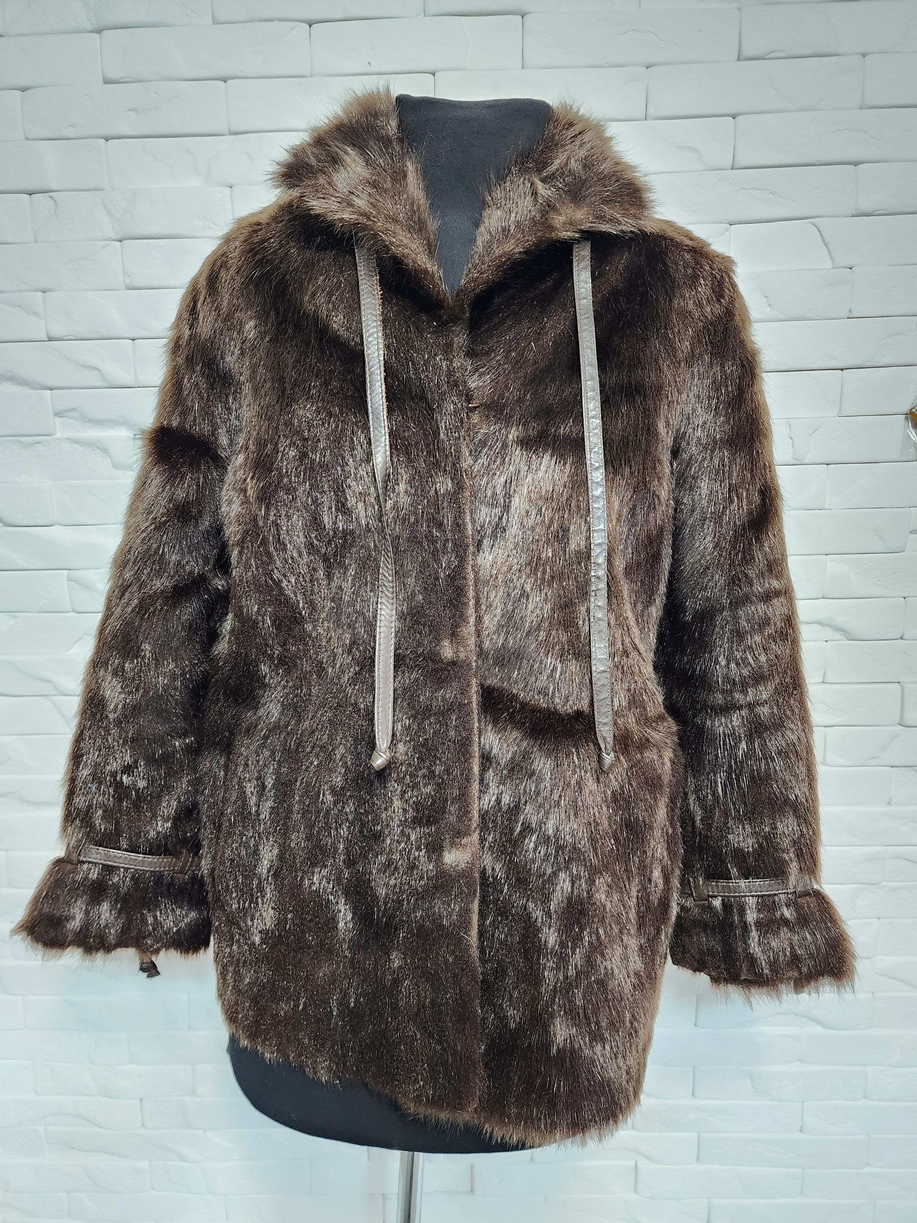Furla Warm Brown Women's Fur Coat. Size L / US 10 / IT 46 - 1 Thumbnail