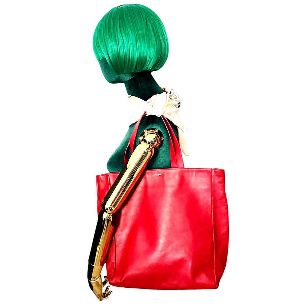 Yves Saint Laurent Yves Saint Laurent Red Calfskin Leather Tote Bag Size ONE SIZE - 11 Thumbnail