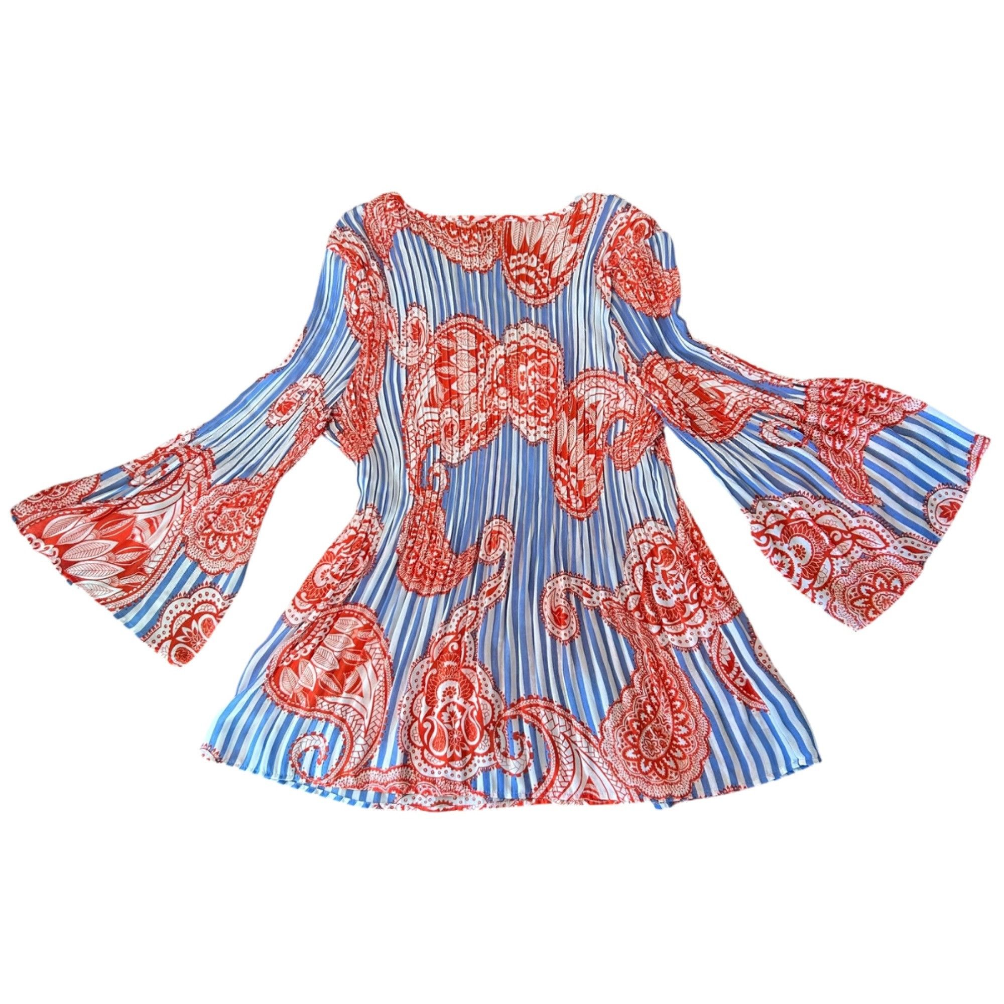 Other Melissa Paige Petite Boho Accordion Pleated Paisley Striped Size M / US 6-8 / IT 42-44 - 6 Thumbnail