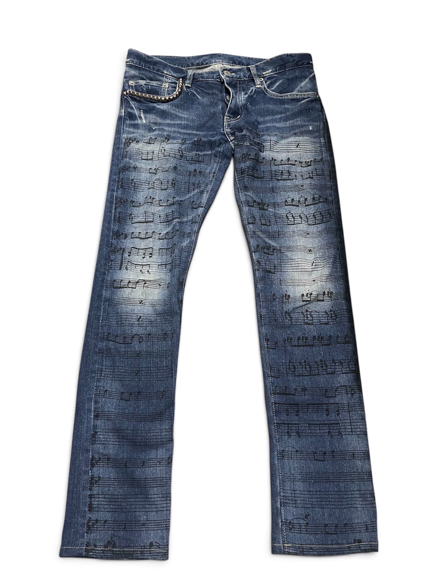 Hysteric glamor music denim 音符 jeans Hysteric Glamour Hysteric Glamour Music Note Skinny Jeans | Grailed