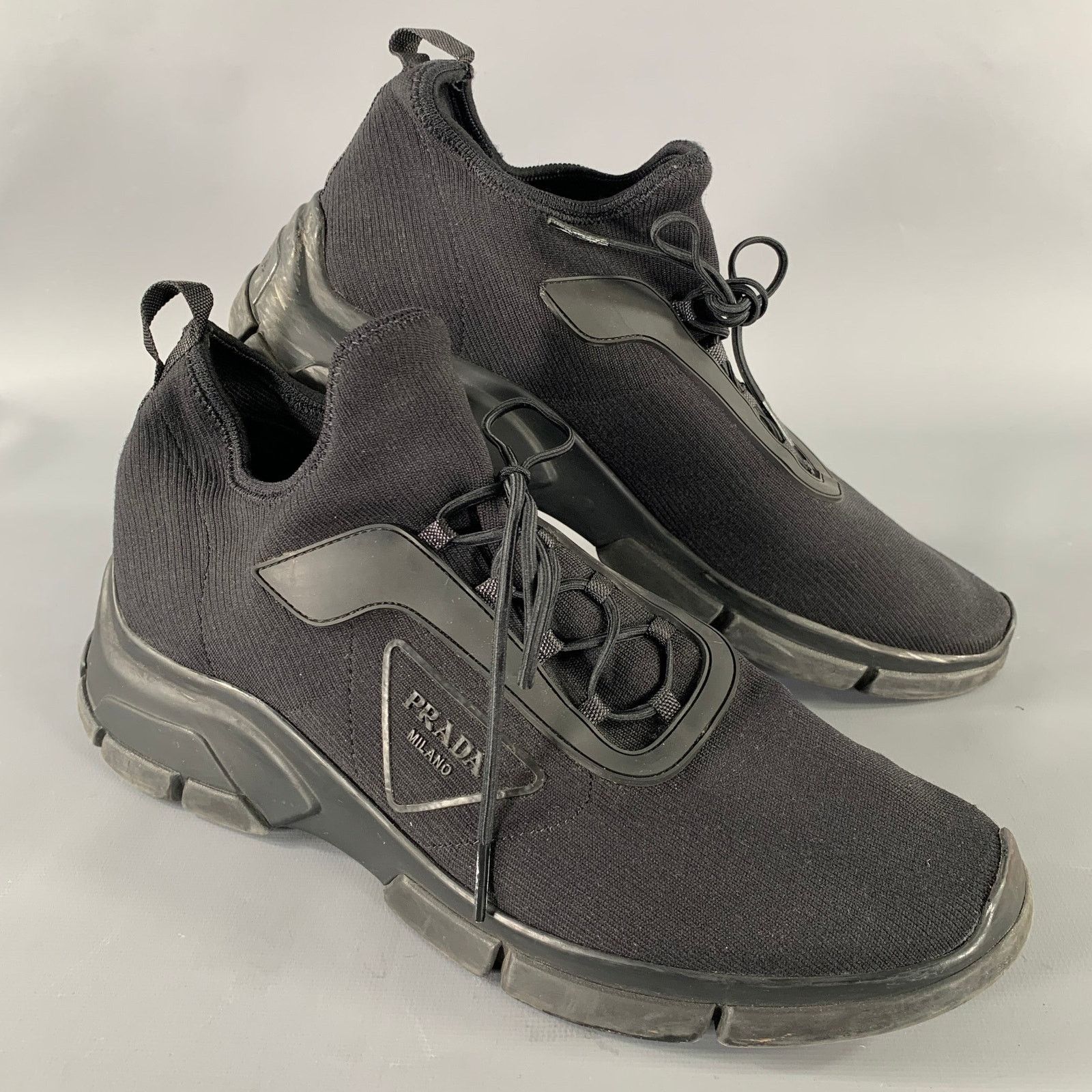 Prada PRADA Size 9 Black Logo Nylon Lace Sneakers Size US 9 / EU 42 - 1 Thumbnail