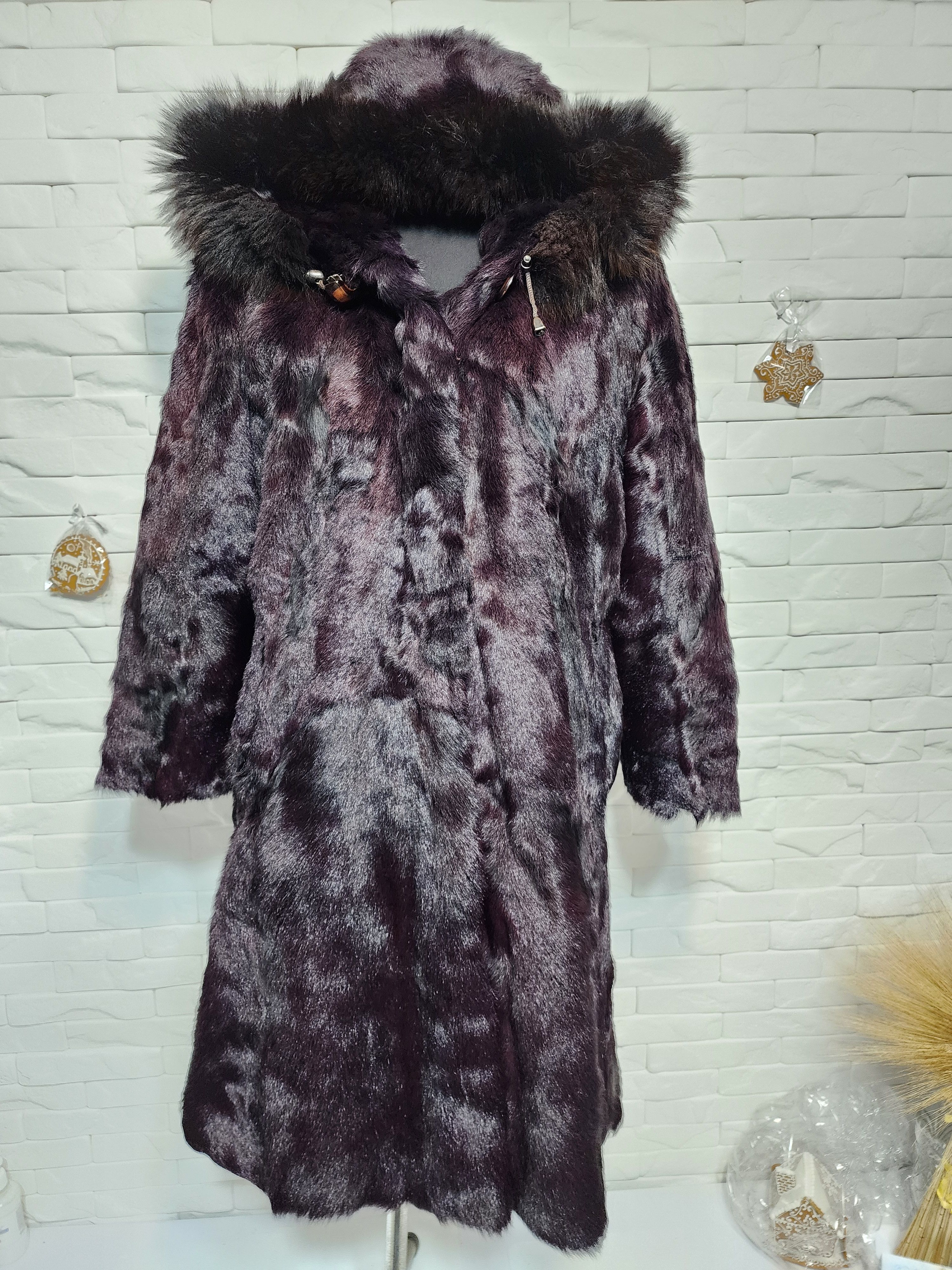 Furla Black Goat Fur Coat: Women's Warm Hooded Outerwear Size XL / US 12-14 / IT 48-50 - 1 Thumbnail