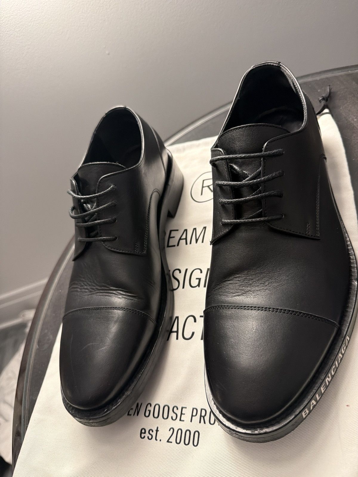 Balenciaga Balenciaga Logo Derby Dress Shoes Black Leather Size 10 Size US 9 / EU 42 - 2 Thumbnail