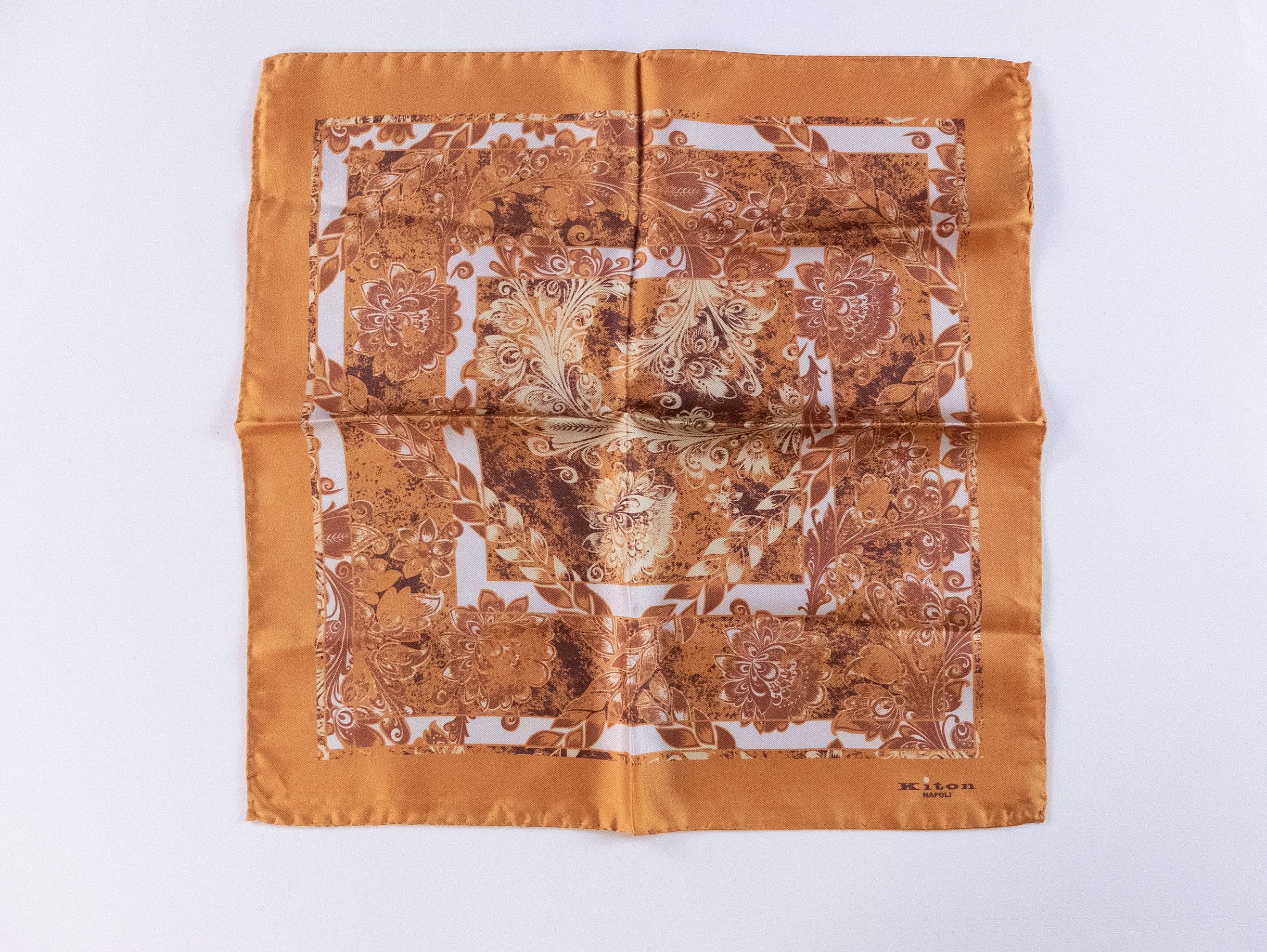 Kiton KITON Napoli hand made yellow floral silk pocket square Size ONE SIZE - 1 Thumbnail