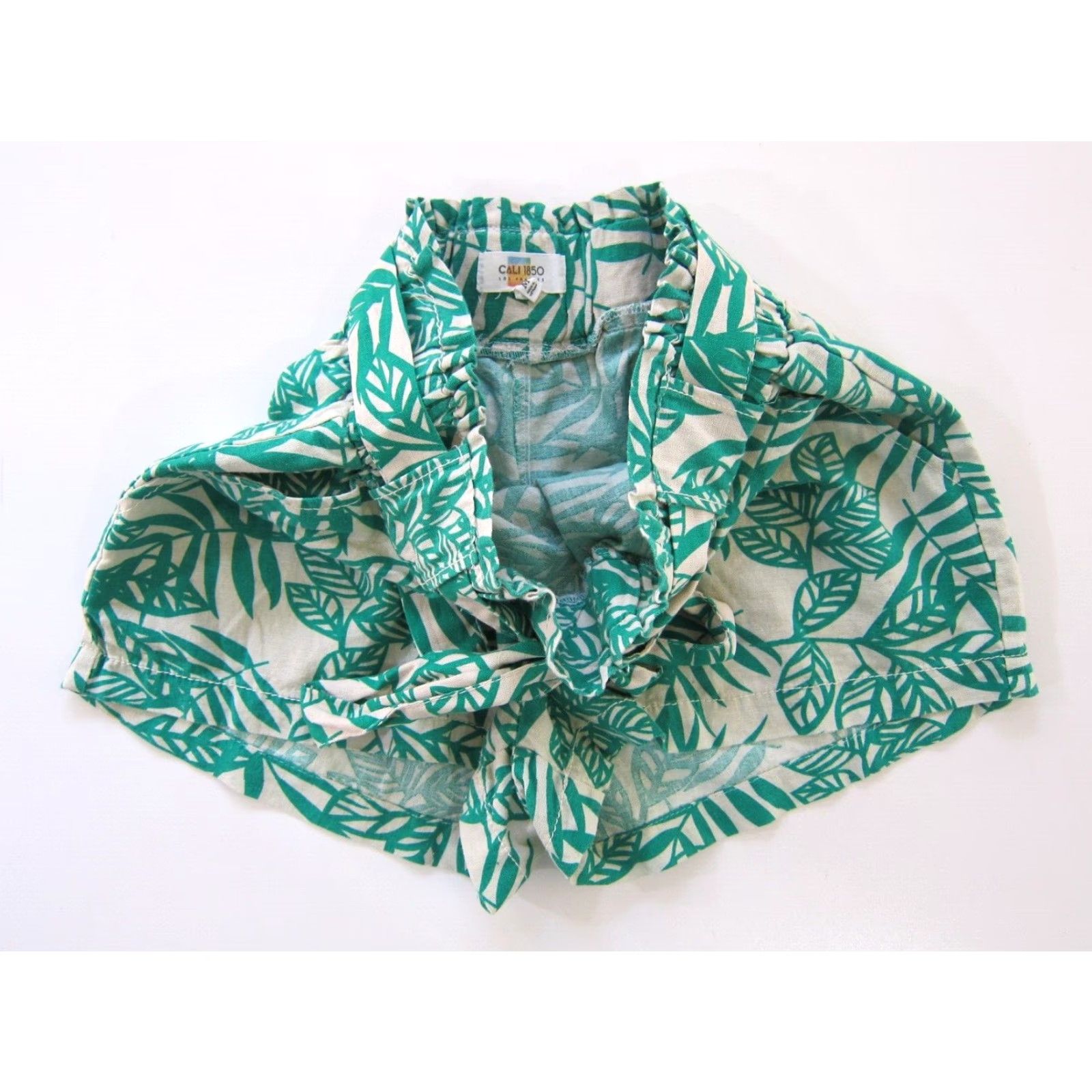 Vintage Cali 1850 Linen Green Ivory Floral High Rise Waist Pocket Chino Short Medium Womens Size 32" / US 10 / IT 46 - 6 Thumbnail