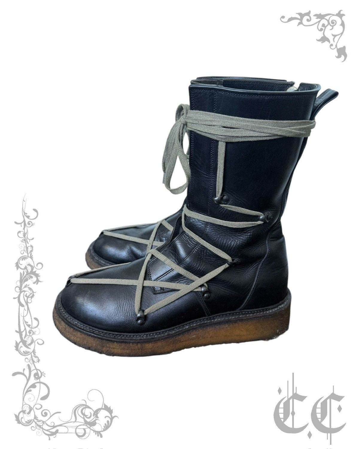 Rick Owens Rick Owens FW17 Glitter Pentagram lace boots Size US 10 / EU 43 - 2 Thumbnail