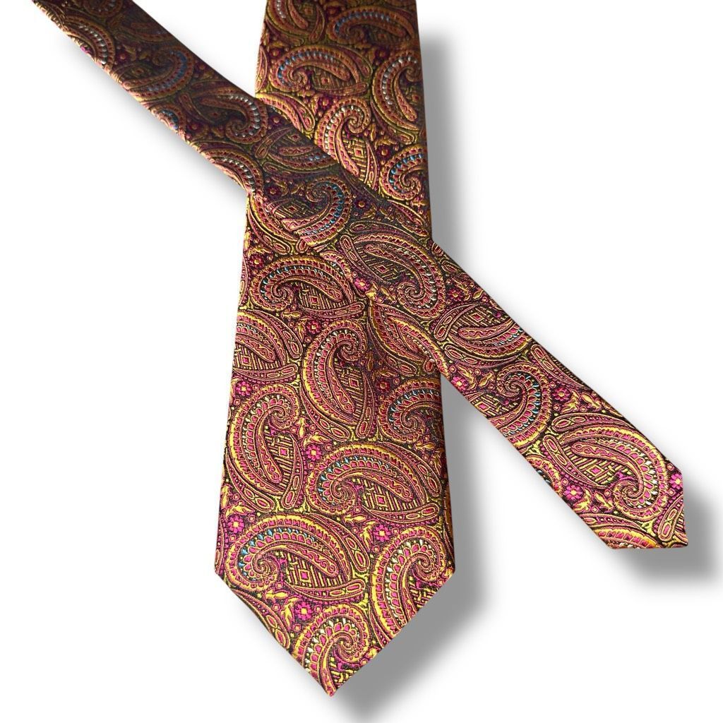 Barena Venezia Venezia Pink Paisley 100% Silk Handmade in Italy Neck Tie Size ONE SIZE - 1 Thumbnail