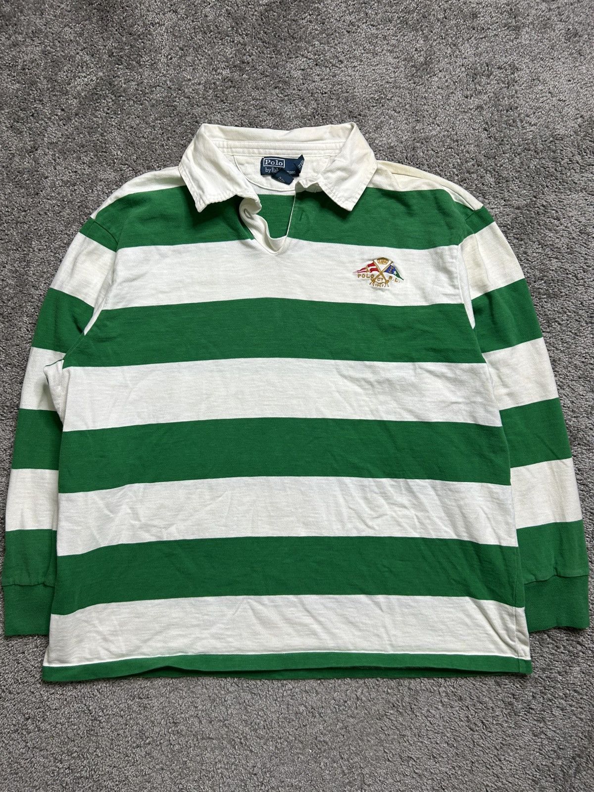 Polo Ralph Lauren Vintage 80s Polo Ralph Lauren Rugby Long Sleeve Striped Size US XXL / EU 58 / 5 - 1 Thumbnail
