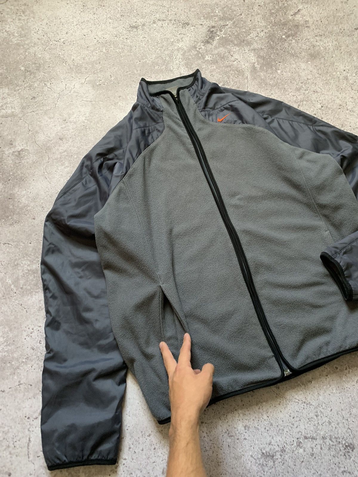 Nike Vintage Nike Fleece Nylon Sleeve Zip Orange Swoosh Size US XL / EU 56 / 4 - 6 Thumbnail