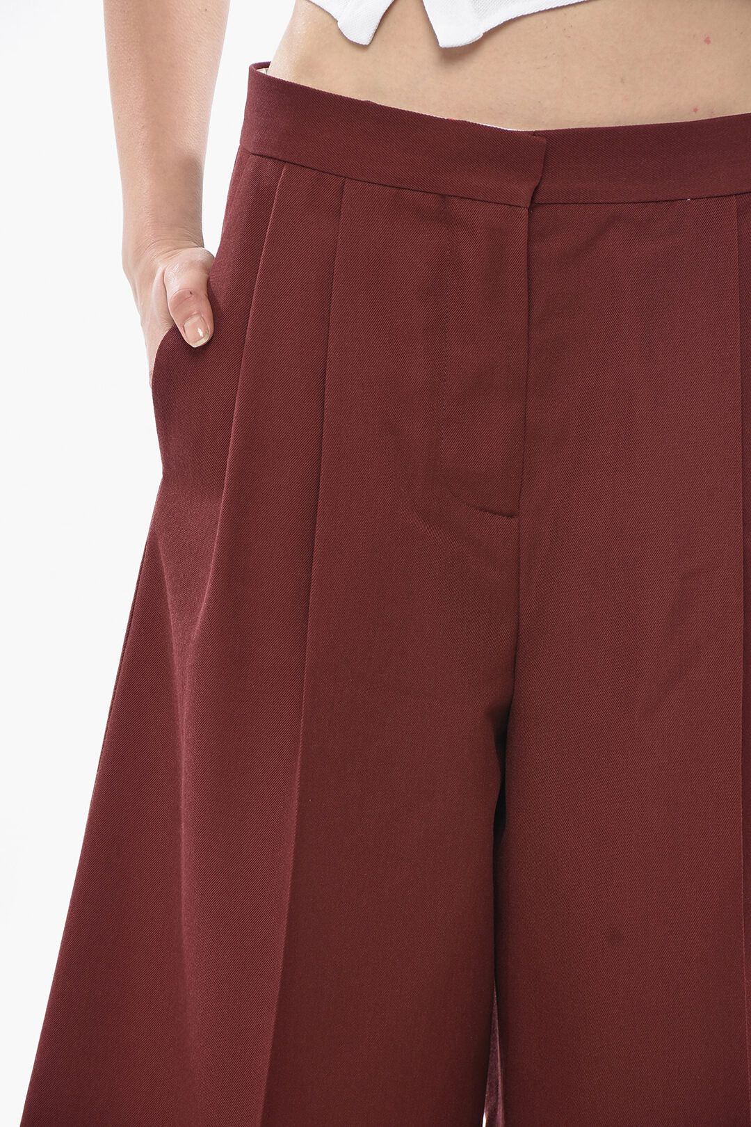 Marni og1mm0326 Cotton Gaucho Pant in Burgundy Size 28" / US 6 / IT 42 - 3 Thumbnail