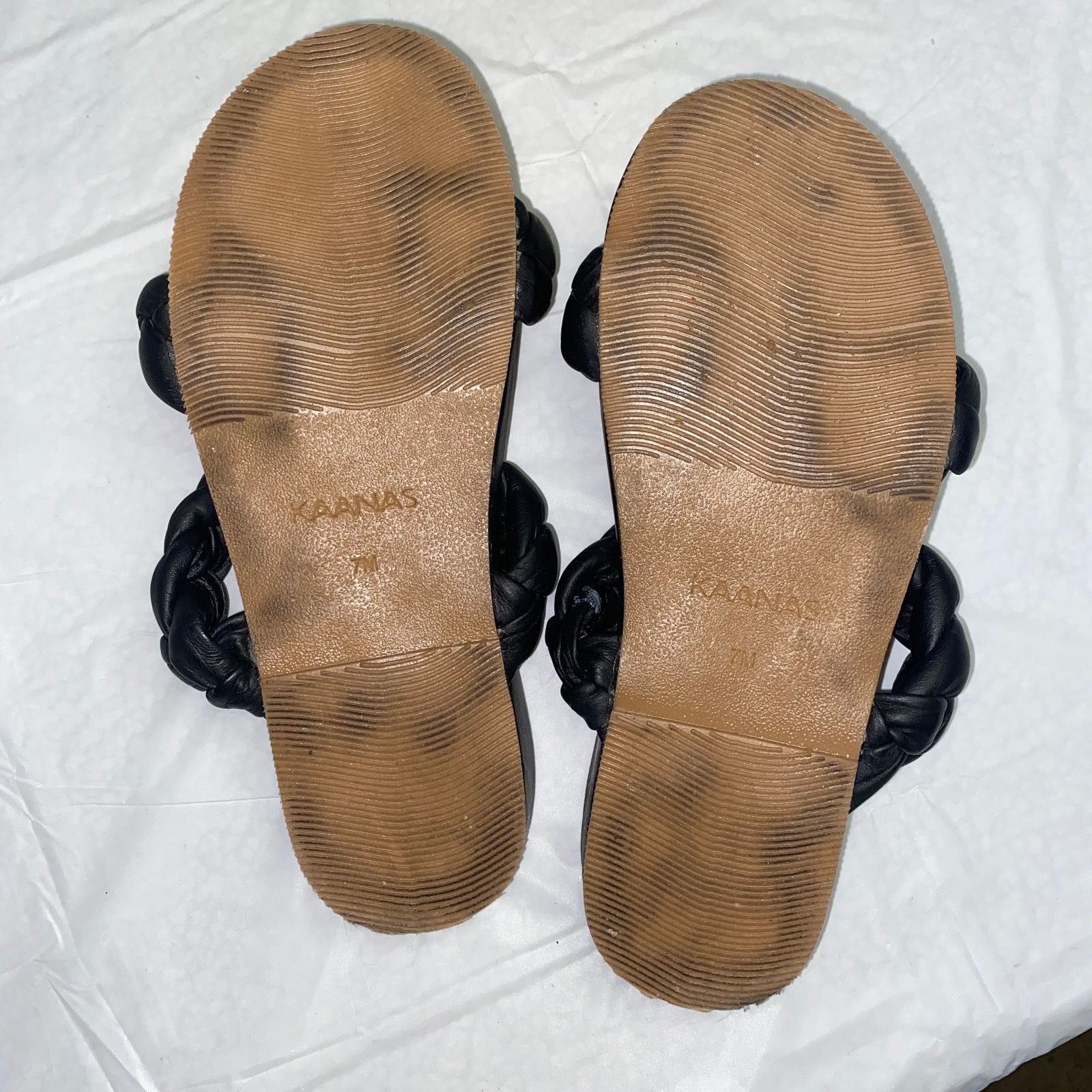 Other Kaanas Black Leather Coco Chunky Braid Pool Slide Sandals 7 Size US 7 / IT 37 - 7 Thumbnail