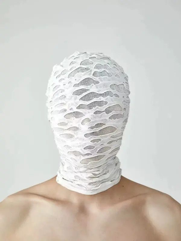 Japanese Brand Fumina x Mami White Trendy Design Ripped Hat Mask Balaclava Size ONE SIZE - 1 Thumbnail