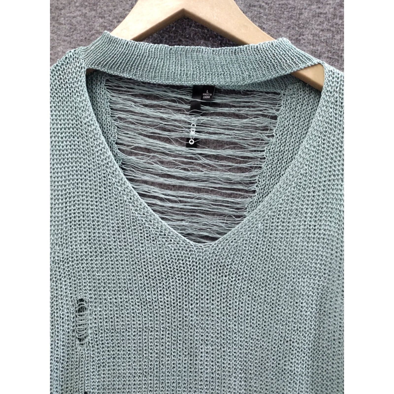 Vintage Codigo Women's Dress Sleeveless Light Green L V-Neck Crochet Short Bodycon - 90s Sexy ANGEL Inspired? Size 36" / US 14 / IT 50 - 3 Thumbnail