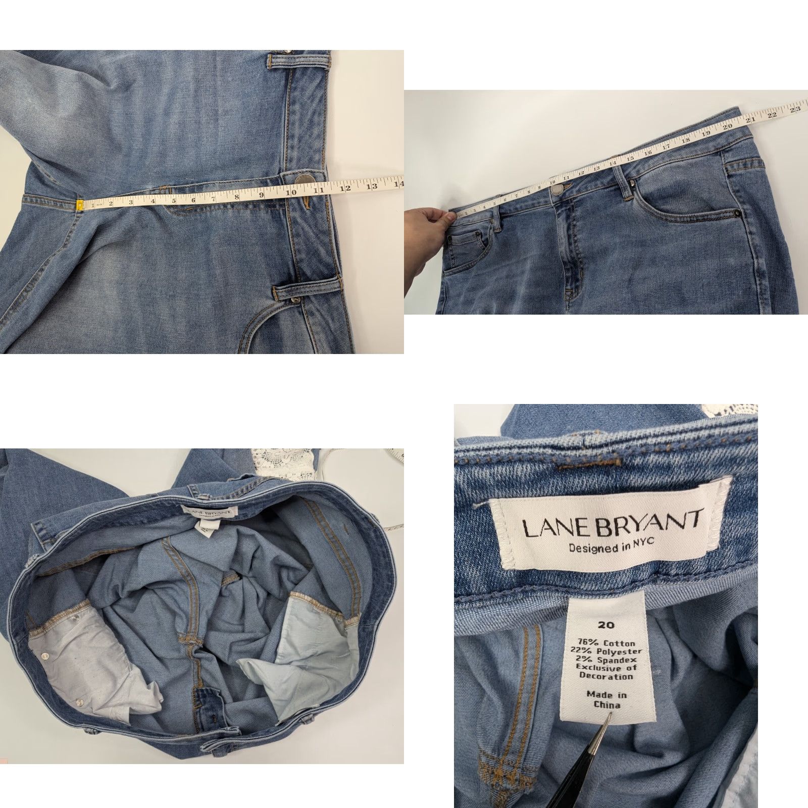 Vintage Lane Bryant Jeans Womens 20 Detail Hem Straight Crop High Rise Essential Stretch Size 42" / US 20 - 8 Thumbnail