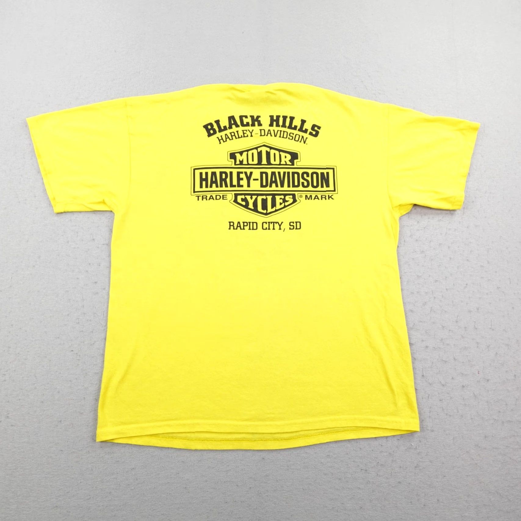Harley Davidson Harley-Davidson Shirt Mens XL Yellow Biker Motorcycle Tee Crew Neck Short Sleeve Graphic Print Vintage? No Vintage. Size US XL / EU 56 / 4 - 5 Thumbnail