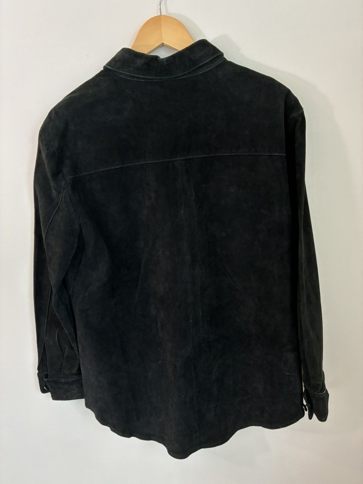 Vintage Vintage Black SUEDE Faded Leather Button Down Shirt Size US L / EU 52-54 / 3 - 5 Thumbnail
